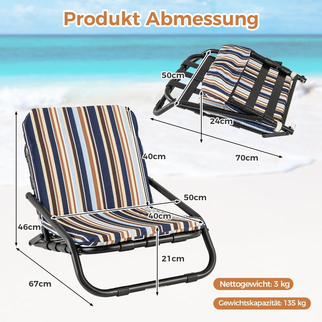 2-Piece Folding Beach Chairs, Quick-Dry Cotton