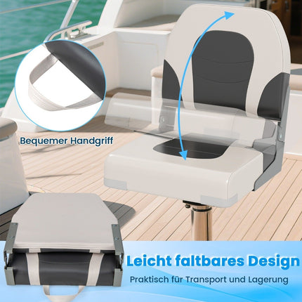 2-Piece Folding Boat Seat Set, Low Back, Padded, Waterproof