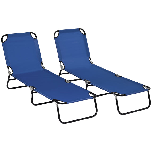 2-Piece Folding Sun Lounger Set, 5-Position Backrest