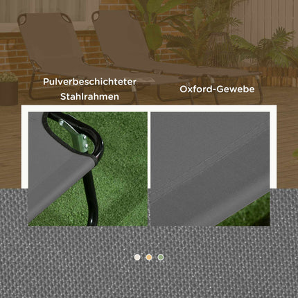 2-Piece Folding Sun Lounger Set, 5-Position Backrest