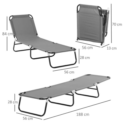 2-Piece Folding Sun Lounger Set, 5-Position Backrest