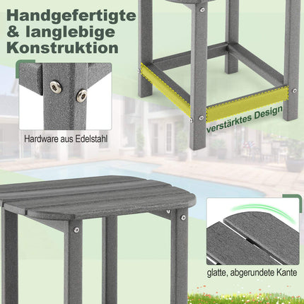 2-Piece HDPE Outdoor Side Table Set, Gray, Weatherproof