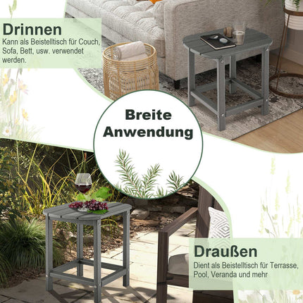 2-Piece HDPE Outdoor Side Table Set, Gray, Weatherproof