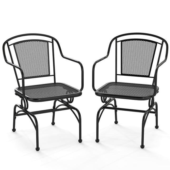 2-Piece Metal Rocking Patio Chairs, Black, Breathable Mesh
