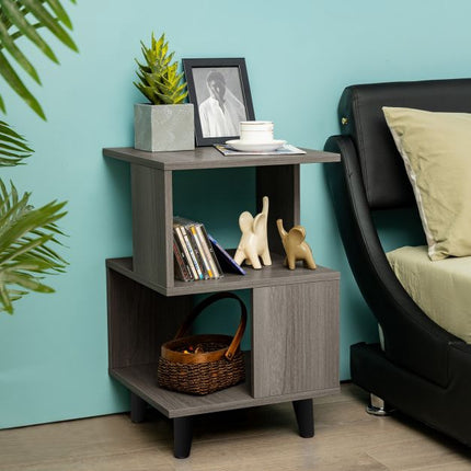2-Piece Modern Nightstand Set, 2-Tier, Solid Wood Legs