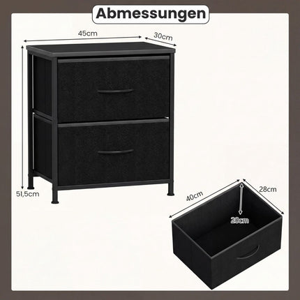 2-Piece Nightstand Set with 2 Fabric Drawers, Metal Frame