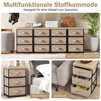 2-Piece Nightstand Set with Fabric Drawers, Metal Frame