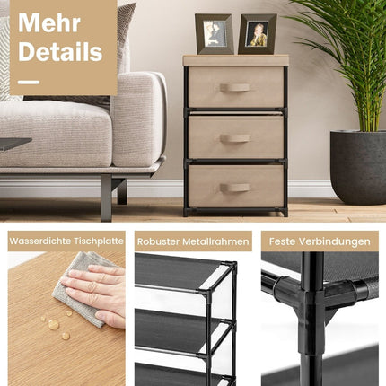 2-Piece Nightstand Set with Fabric Drawers, Metal Frame