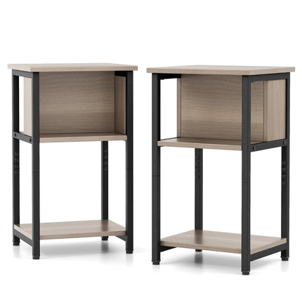 2-Piece Nightstand Set with Shelves & Adjustable Feet