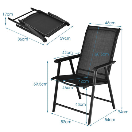 2-Piece Outdoor Folding Chairs, Black, Weatherproof Fabric