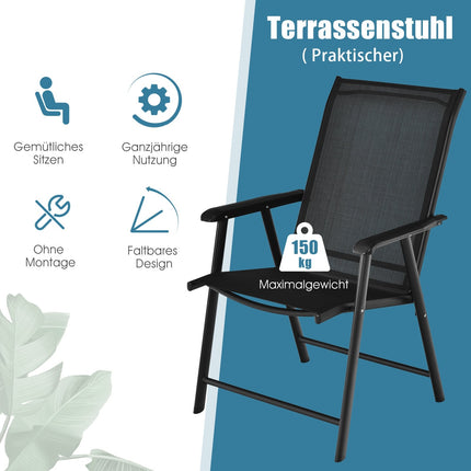 2-Piece Outdoor Folding Chairs, Black, Weatherproof Fabric