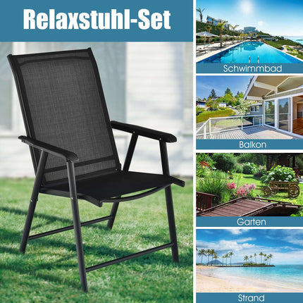 2-Piece Outdoor Folding Chairs, Black, Weatherproof Fabric