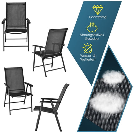 2-Piece Outdoor Folding Chairs, Black, Weatherproof Fabric
