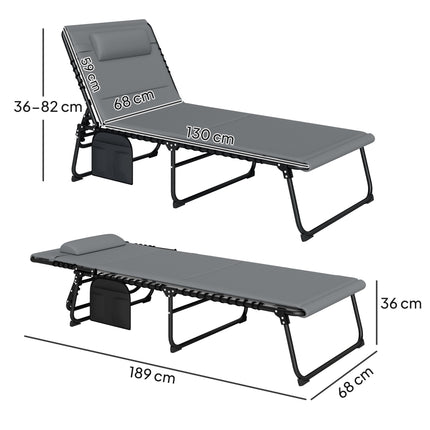 2-Piece Outdoor Sun Lounger Set, Adjustable Steel Frame
