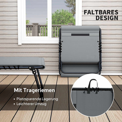 2-Piece Outdoor Sun Lounger Set, Adjustable Steel Frame