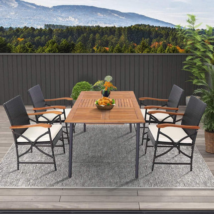 2-Piece PE Rattan Patio Chairs with Cushions and Armrests
