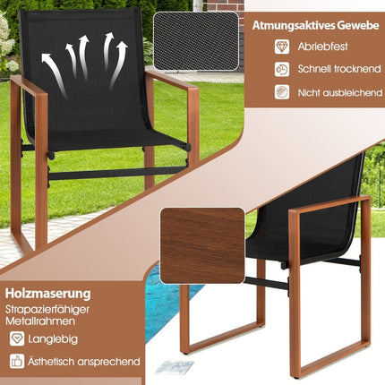 2-Piece Patio Chair Set, Breathable Fabric, Black