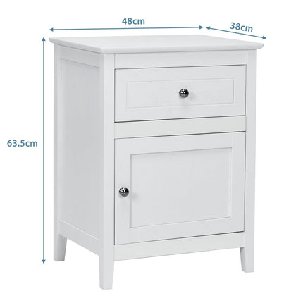 2-Piece Pine Wood Nightstand Set with Drawer and Door