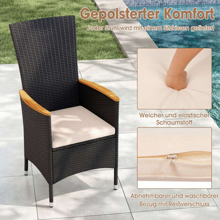 2-Piece Rattan Garden Chairs with Cushions, Beige, 180kg Capacity