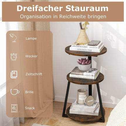 2-Piece Round Metal Frame Side Tables with Adjustable Feet