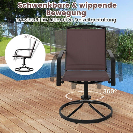 2-Piece Swivel Patio Chairs, Quick-Dry Fabric, Brown