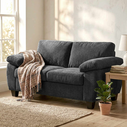 2-Seater Chenille Sofa, 156 cm, Dark Grey, 300 kg Capacity