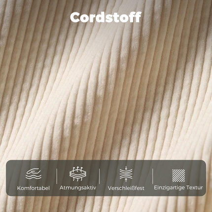 2-Seater Corduroy Sofa with Storage, Beige, 117 x 63 cm