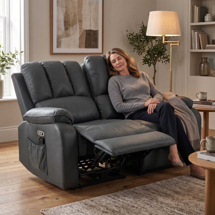 2-Seater Electric Recliner Sofa with Massage & Heat, USB Ports