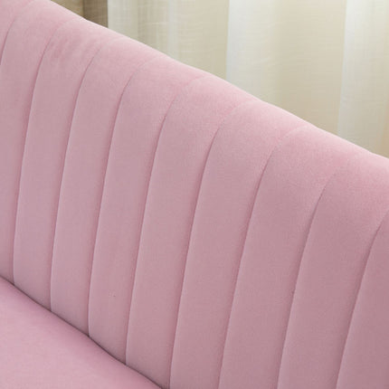 2-seater pink upholstered sofa - velvet-like fabric, 117x56.5x77 cm