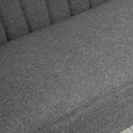 2-seater dark gray fabric sofa with wooden frame