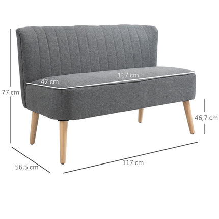 2-seater light gray fabric sofa - comfortable lounge chair
