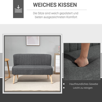 2-seater light gray fabric sofa - comfortable lounge chair