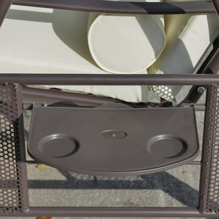 2-seat garden swing with canopy and cushion, beige