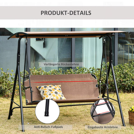 Outdoor 2-seat rocking chair, UV resistant, adjustable angle