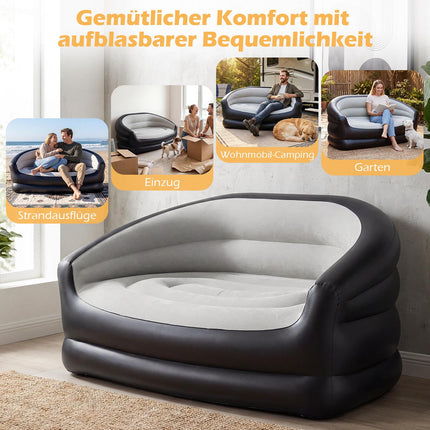 2-Seater Inflatable Sofa with Flocked Surface & Armrests