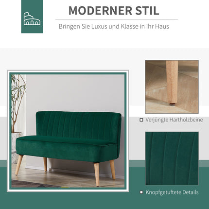 2-seater sofa, velvet-like polyester, dark green