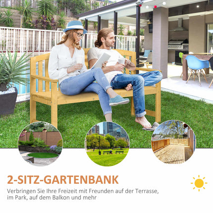 2-Seater Outdoor Bench, Weatherproof Wood, 240kg Capacity