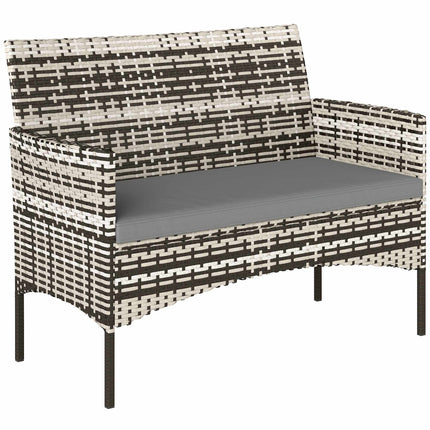 2-Seater Outdoor Rattan Sofa with Cushions, Dark Grey