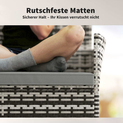 2-Seater Outdoor Rattan Sofa with Cushions, Dark Grey