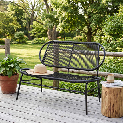 2-Seater Polyrattan Garden Bench, Ergonomic, 300kg Capacity