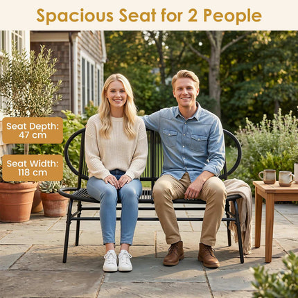 2-Seater Polyrattan Garden Bench, Ergonomic, 300kg Capacity