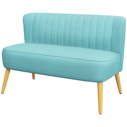 2-Seater Retro Sofa, Wood Legs, 117x56.5x77 cm, Green