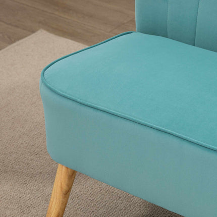 2-Seater Retro Sofa, Wood Legs, 117x56.5x77 cm, Green