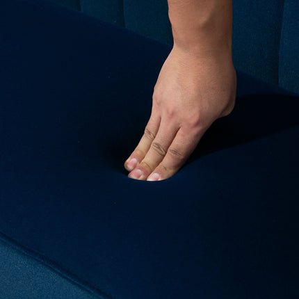 2-Seater Sofa, Blue, Wood Legs, 117 x 56.5 x 77 cm