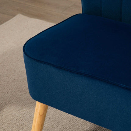 2-Seater Sofa, Blue, Wood Legs, 117 x 56.5 x 77 cm