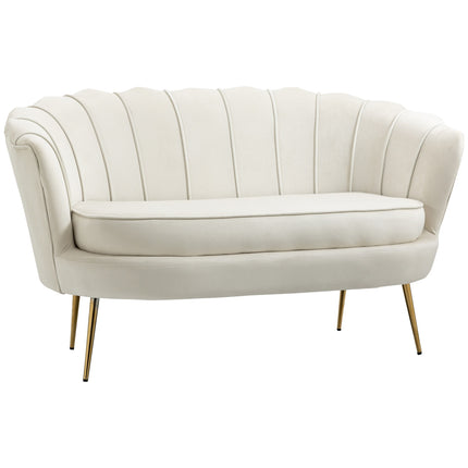 Velvet Loveseat sofa, Upholstered, 2-seater, Cream