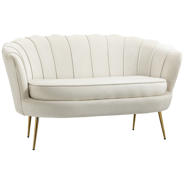 Velvet Loveseat sofa, Upholstered, 2-seater, Cream