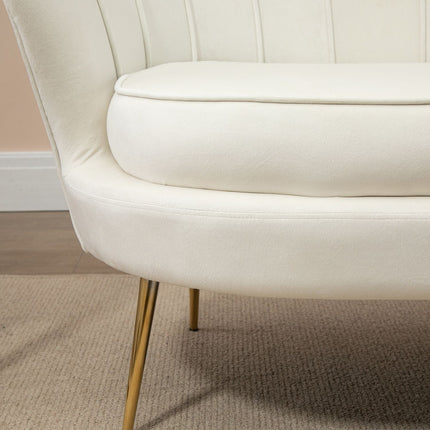 Velvet Loveseat sofa, Upholstered, 2-seater, Cream
