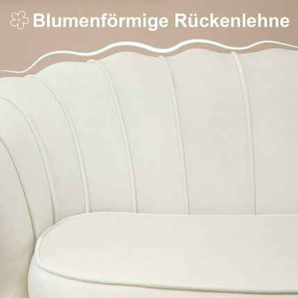 Velvet Loveseat sofa, Upholstered, 2-seater, Cream