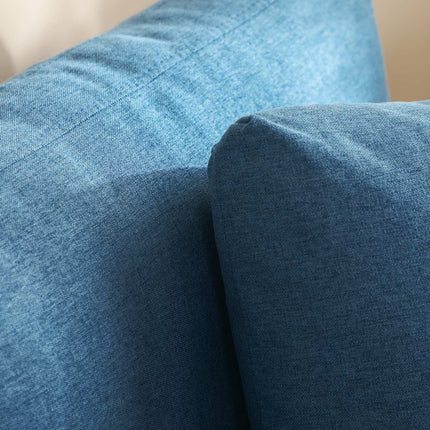 2-seater sofa in linen look, cushioned, wooden legs, blue